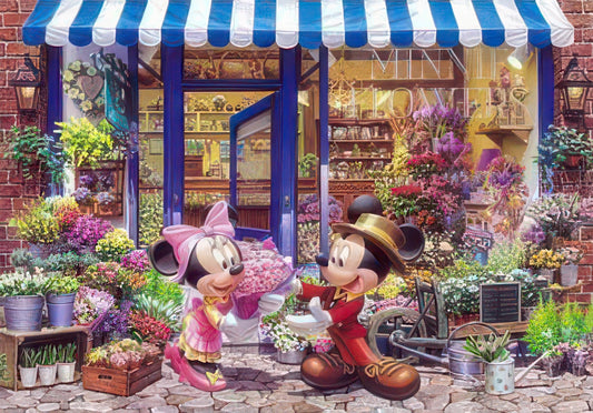 Tenyo DS-1000-761　Mickey & Friends • Minnie's Flower Shop　1000 Pieces Crystal Jigsaw Puzzle