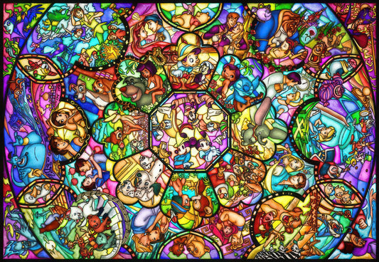 Tenyo DS-1000-764　Disney • All-Star Stained Glass　1000 Pieces Crystal Jigsaw Puzzle