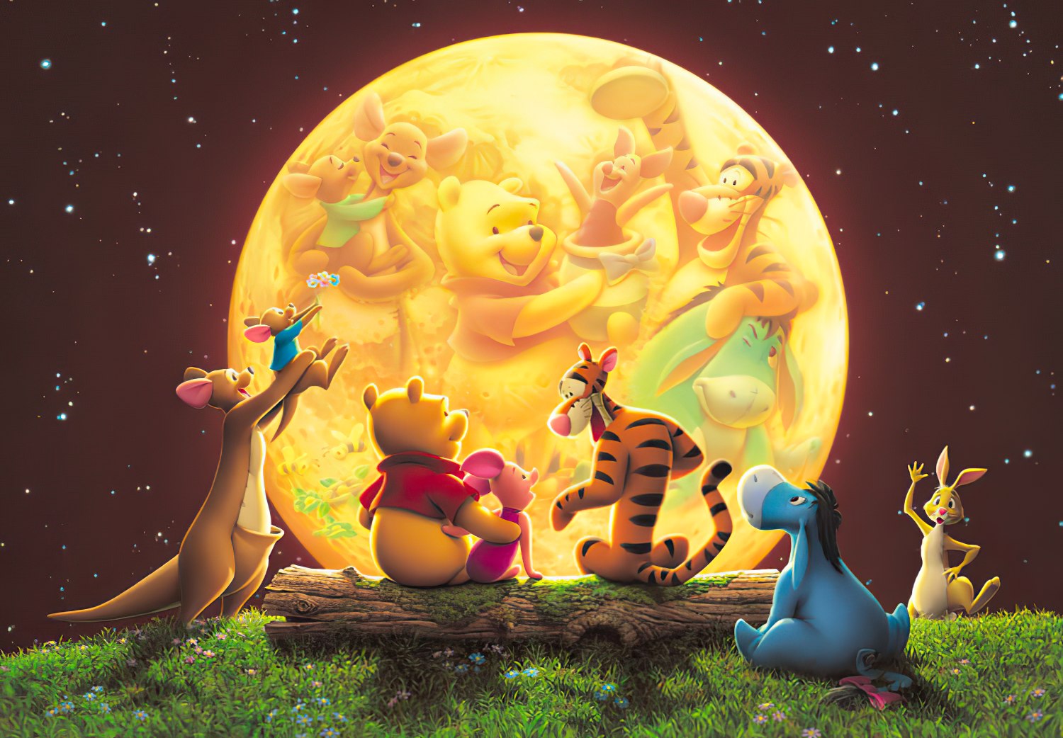 Tenyo • Winnie the Pooh • Moonlight Party　266 PCS　Crystal Jigsaw Puzzle