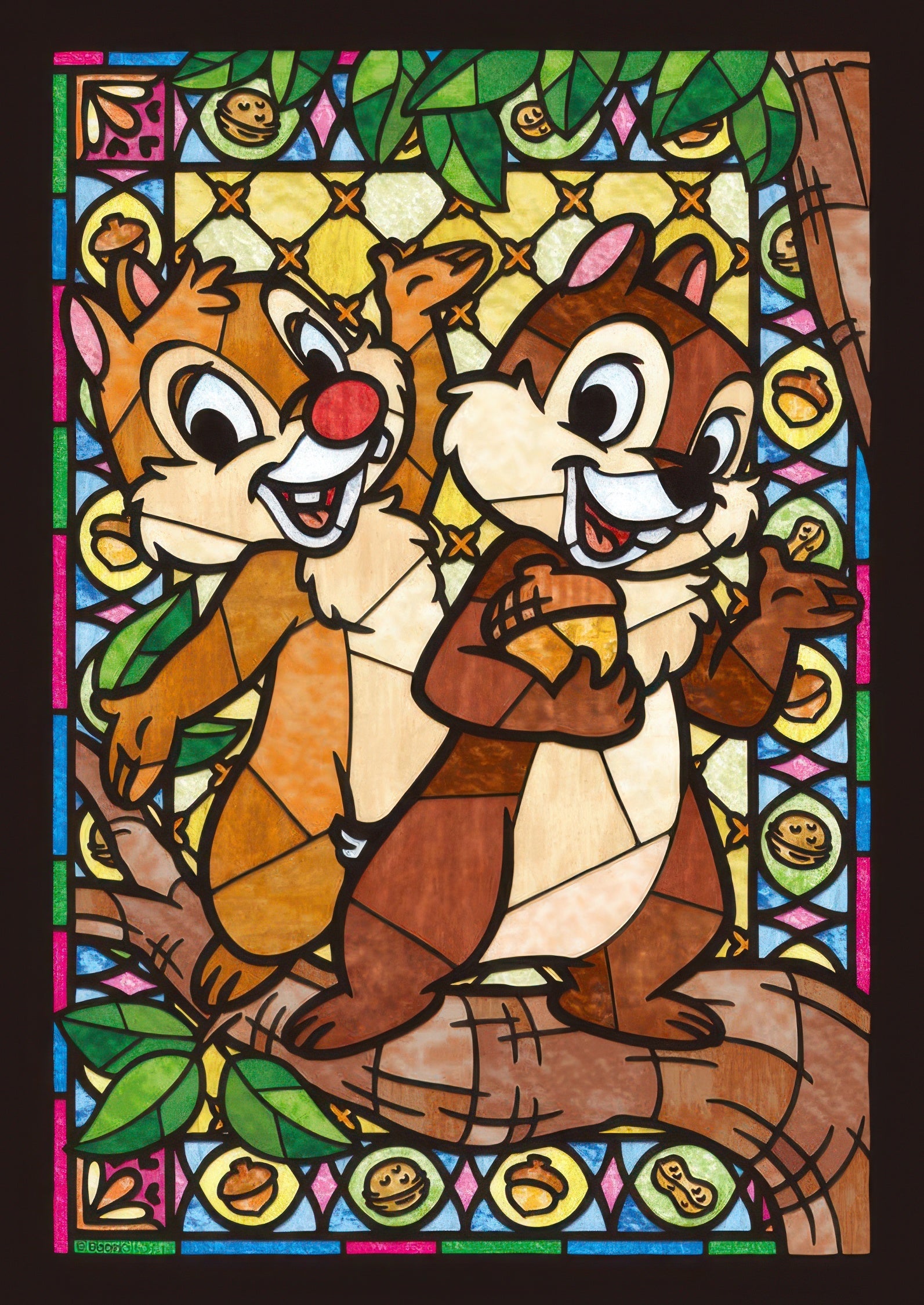 tenyo-dsg-266-749-chip-dale-stained-glass-266-pieces-crystal-jigsaw-puzzle