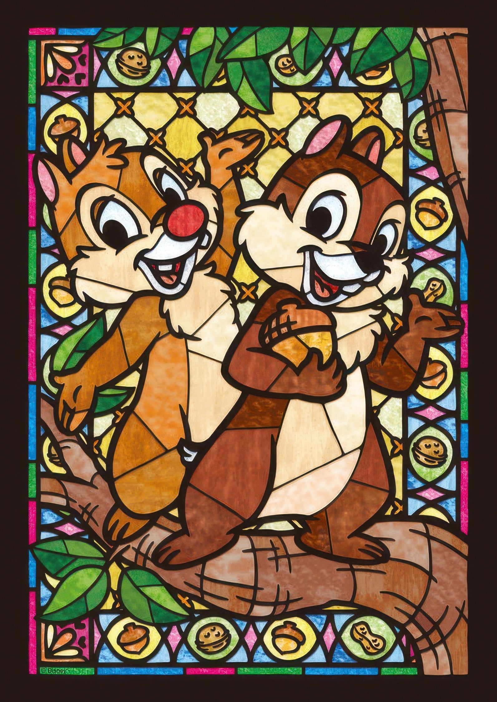 tenyo-dsg-266-749-chip-&-dale-stained-glass-266-pieces-jigsaw-puzzle