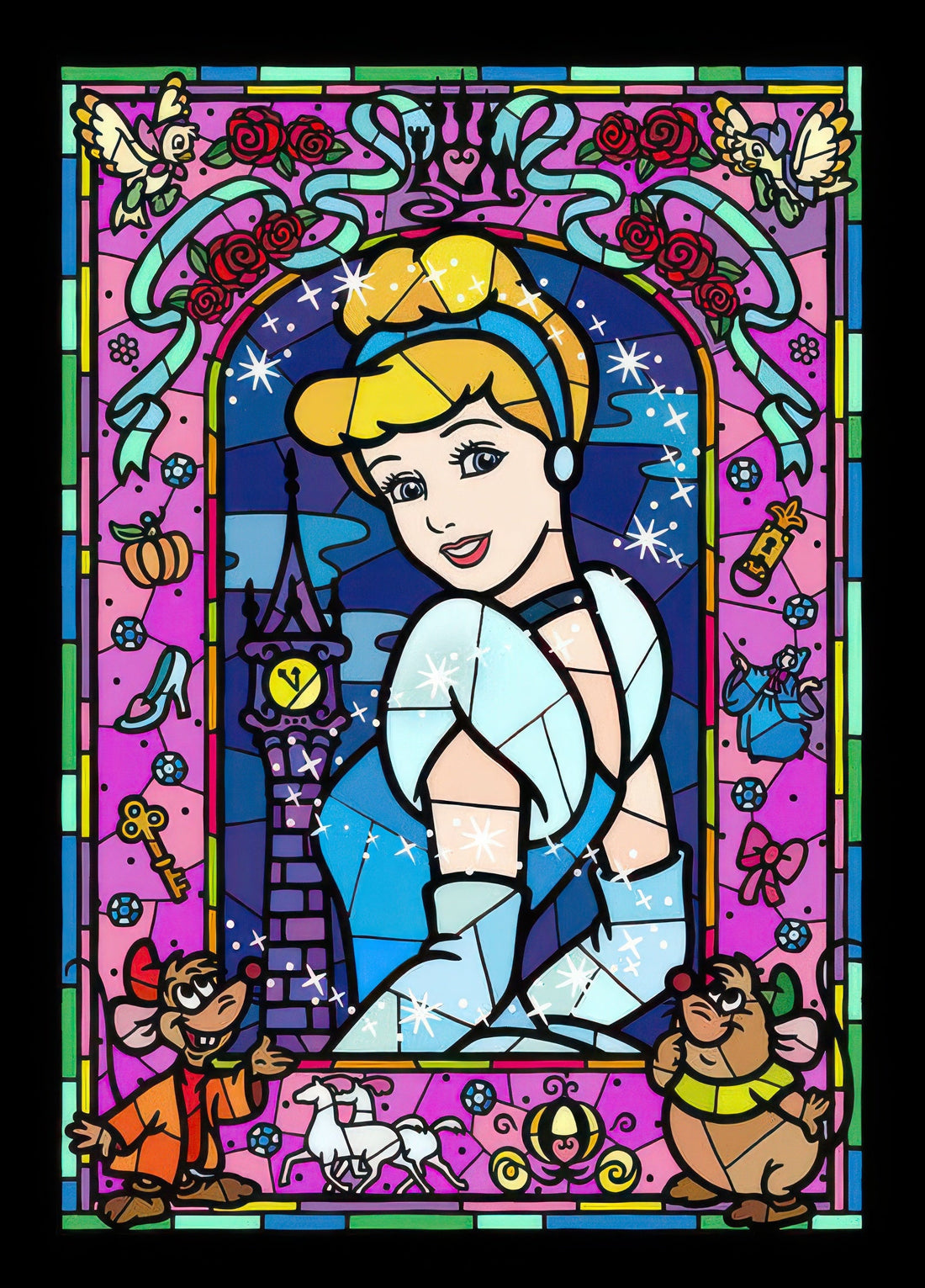 tenyo-dsg-266-756-cinderella-stained-glass-266-pieces-crystal-jigsaw-puzzle