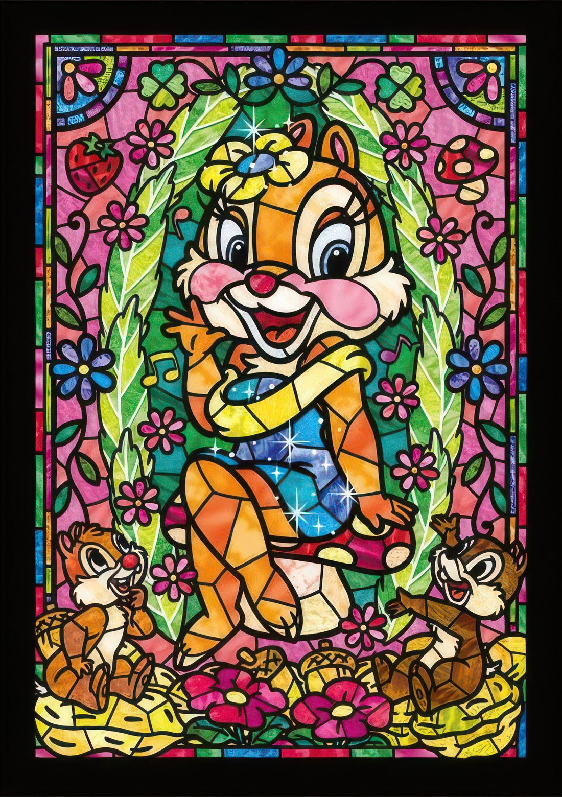 tenyo-dsg-266-951-chip-dale-clarice-stained-glass-266-pieces-crystal-jigsaw-puzzle