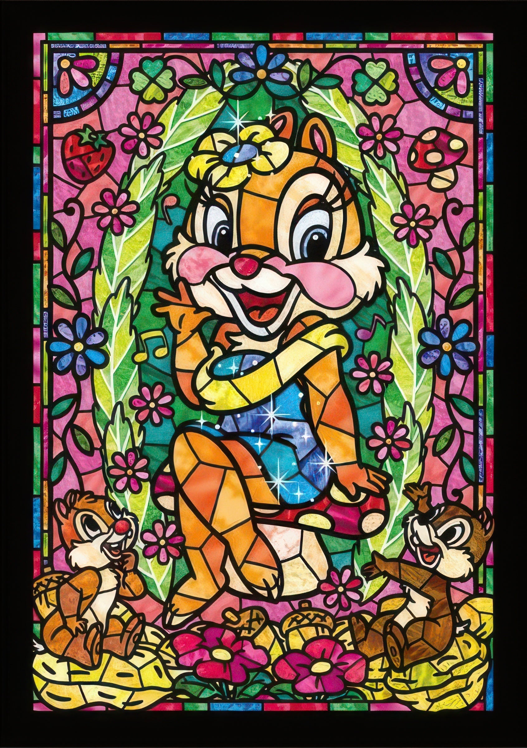 tenyo-dsg-266-951-chip-dale-clarice-stained-glass-266-pieces-crystal-jigsaw-puzzle