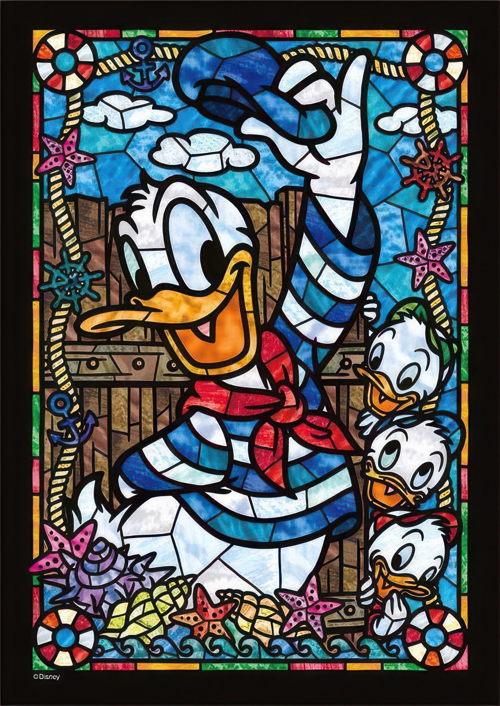 tenyo-dsg-266-954-donald-duck-stained-glass-266-pieces-jigsaw-puzzle
