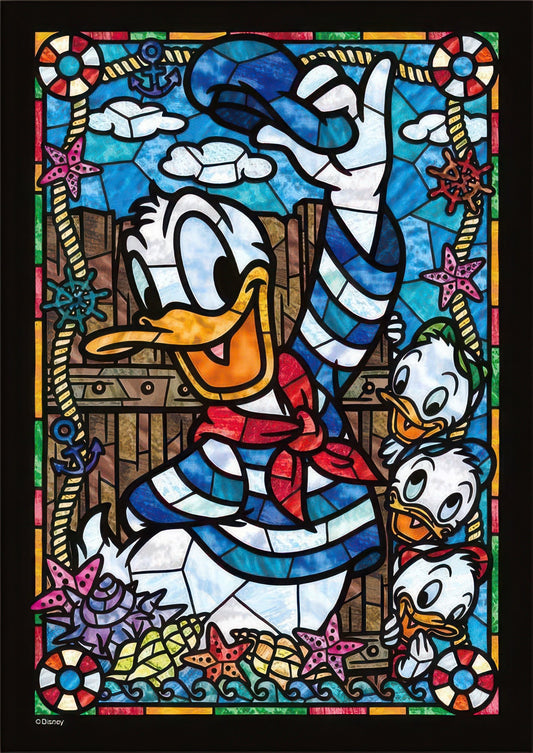 Tenyo DSG-266-954　Donald Duck Stained Glass　266 Pieces Crystal Jigsaw Puzzle