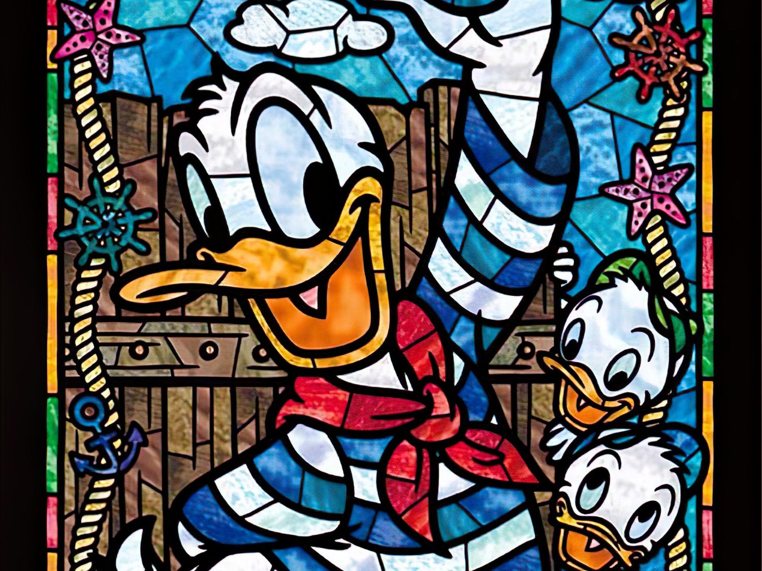 Tenyo • Donald Duck Stained Glass　266 PCS　Crystal Jigsaw Puzzle