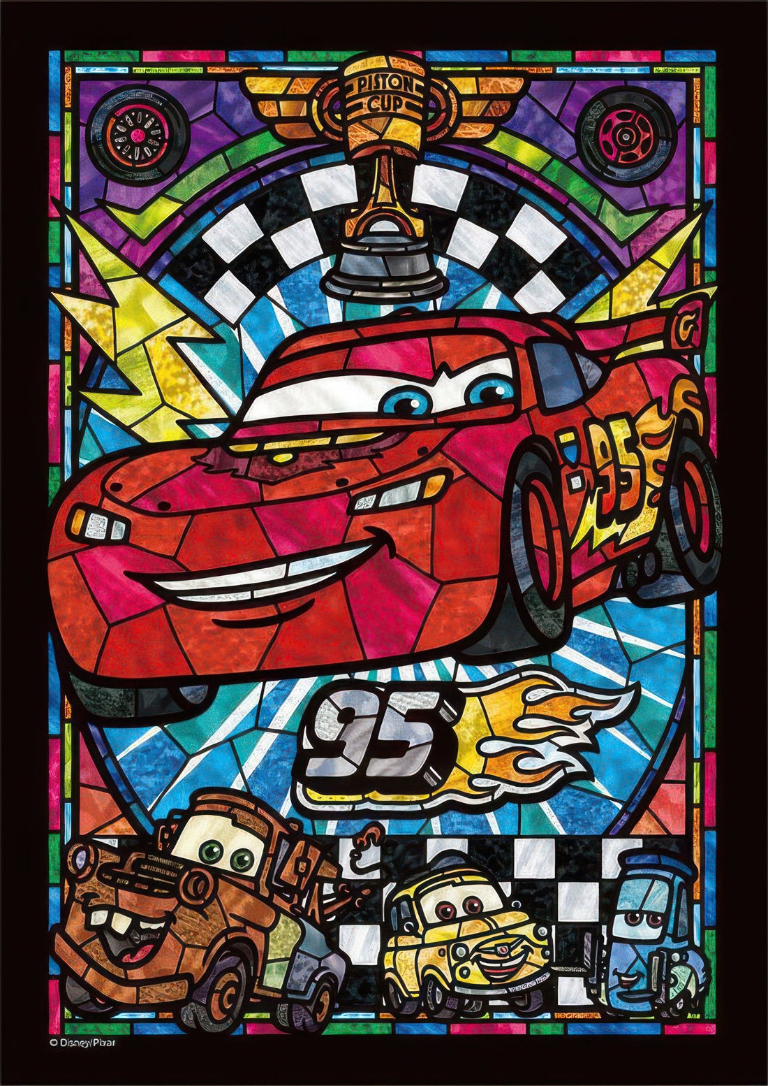 tenyo-dsg-266-956-cars-lightning-mcqueen-stained-glass-266-pieces-crystal-jigsaw-puzzle