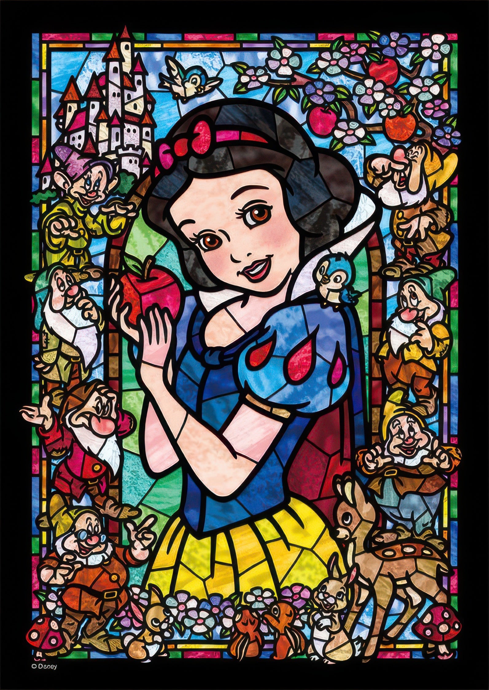 tenyo-dsg-266-957-snow-white-stained-glass-266-pieces-crystal-jigsaw-puzzle