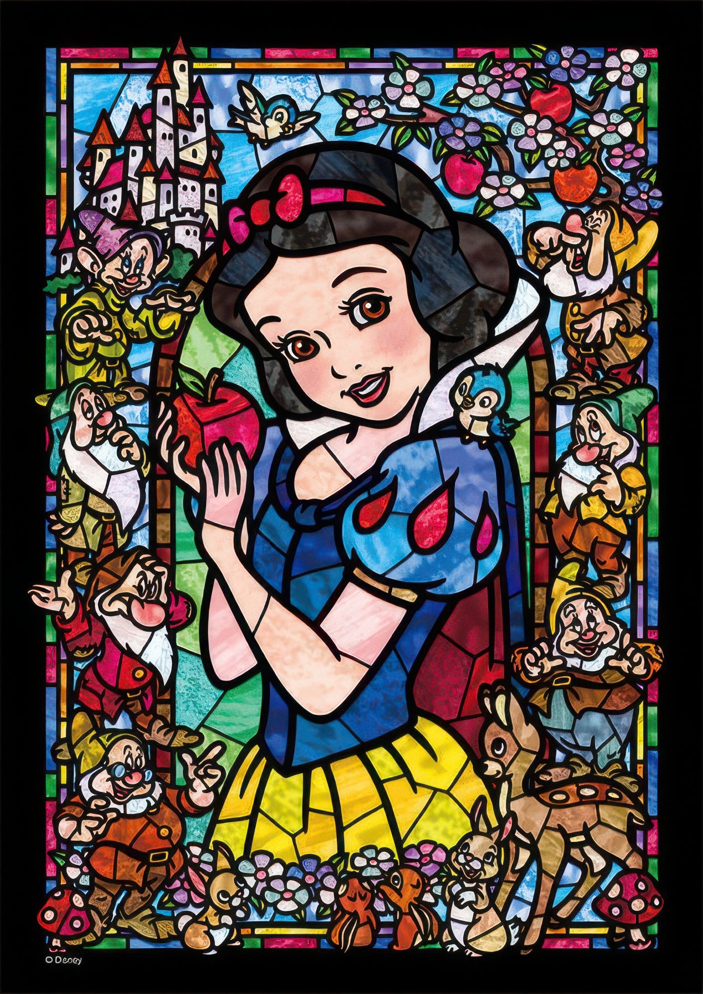 tenyo-dsg-266-957-snow-white-stained-glass-266-pieces-jigsaw-puzzle