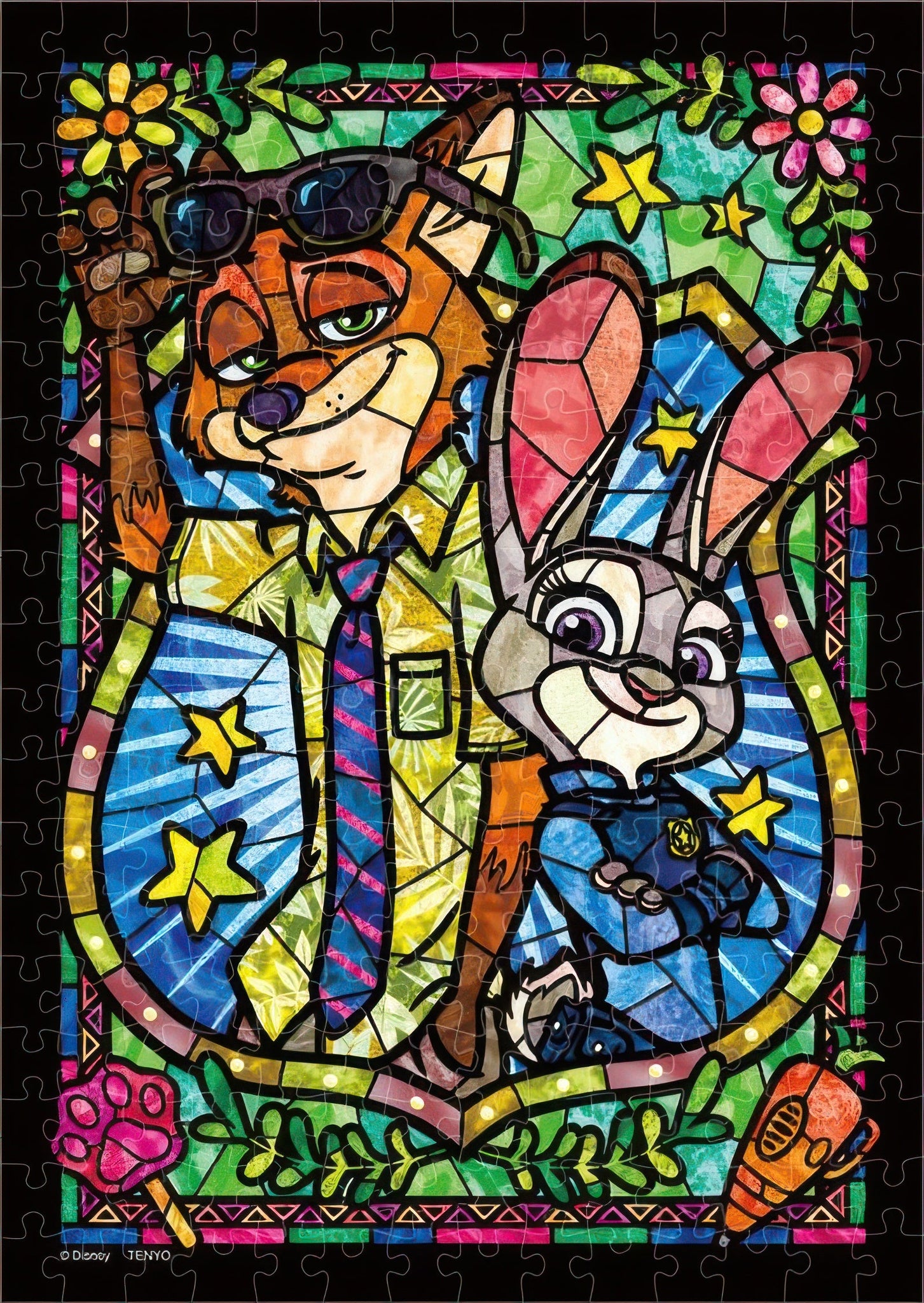 tenyo-dsg-266-973-judy-&-nick-stained-glass-(zootopia)-266-pieces-jigsaw-puzzle