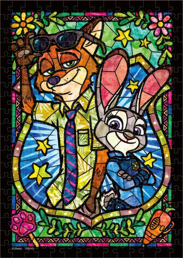 tenyo-dsg-266-973-judy-&-nick-stained-glass-(zootopia)-266-pieces-jigsaw-puzzle