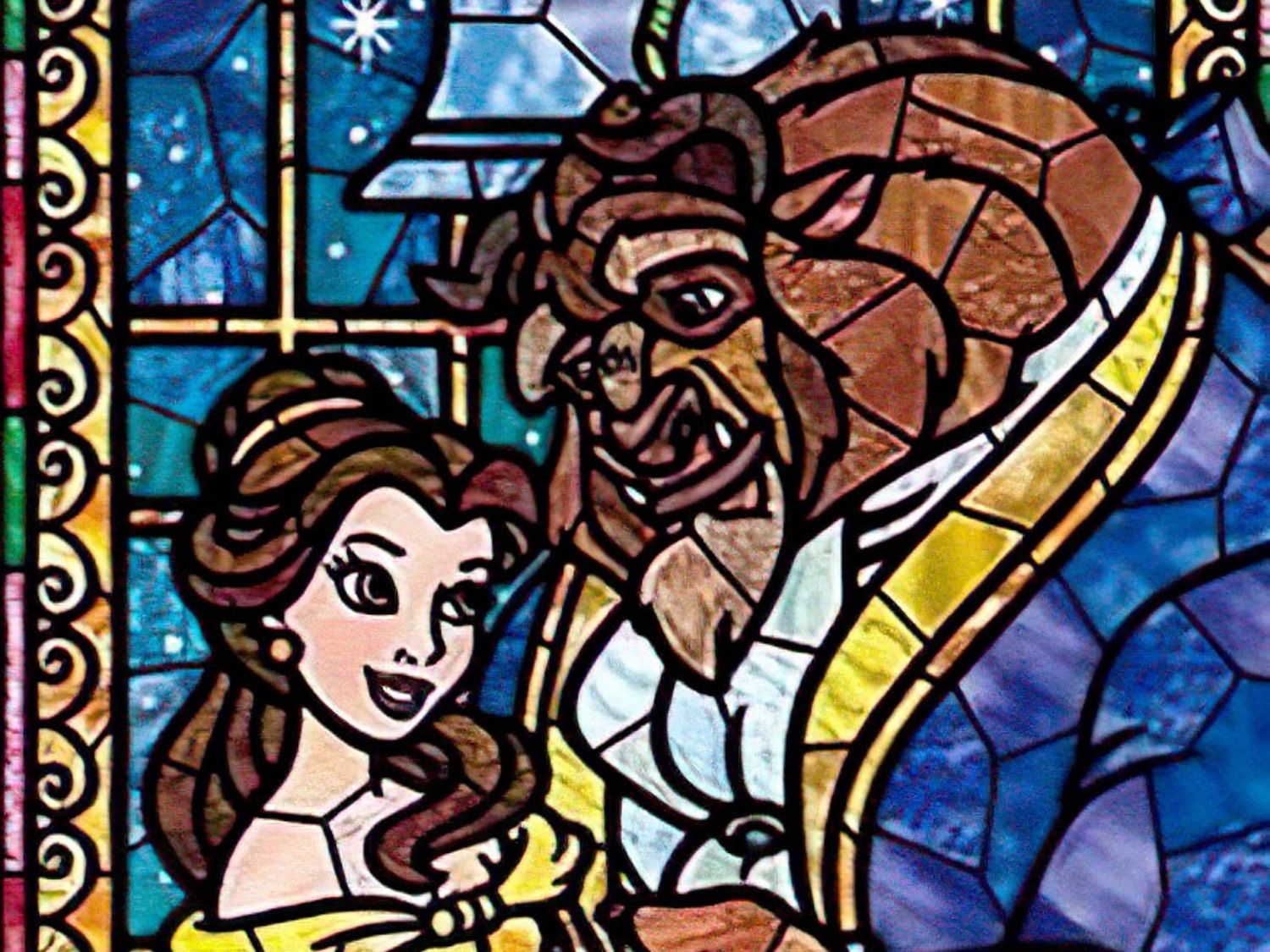 Tenyo • Beauty and the Beast Stained Glass　456 PCS　Crystal　Jigsaw Puzzle