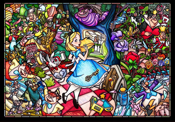 Tenyo • Story Stained Glass / Alice in Wonderland　500 PCS　Crystal Jigsaw Puzzle