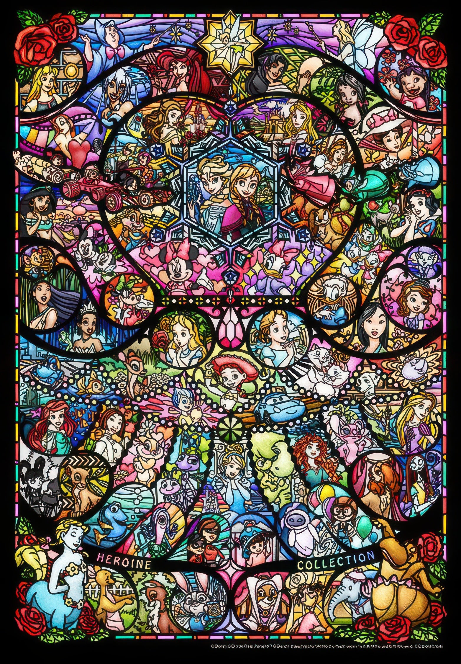 tenyo-dsg-500-489-pixar-heroine-collection-stained-glass-500-pieces-jigsaw-puzzle