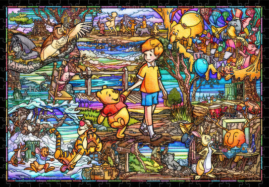 Tenyo DSG-500-628　Story Stained Glass / Winnie the Pooh　500 Pieces Crystal Jigsaw Puzzle