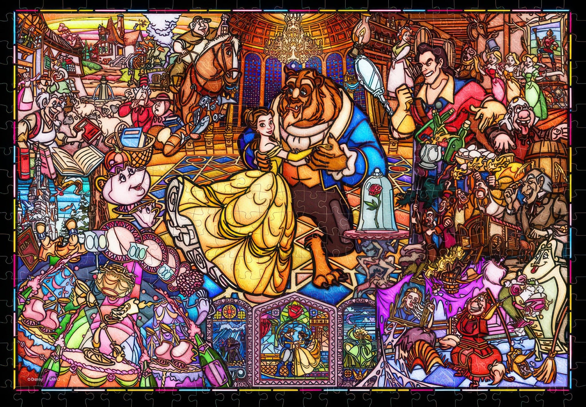 tenyo-dsg-500-667-beauty-and-the-beast-story-stained-glass-500-pieces-jigsaw-puzzle