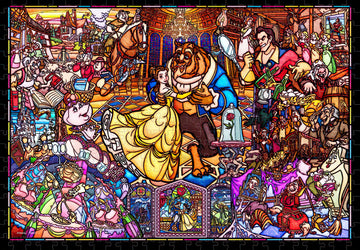 Tenyo • Belle • Story Stained Glass / Beauty and the Beast　500 PCS　Crystal Jigsaw Puzzle