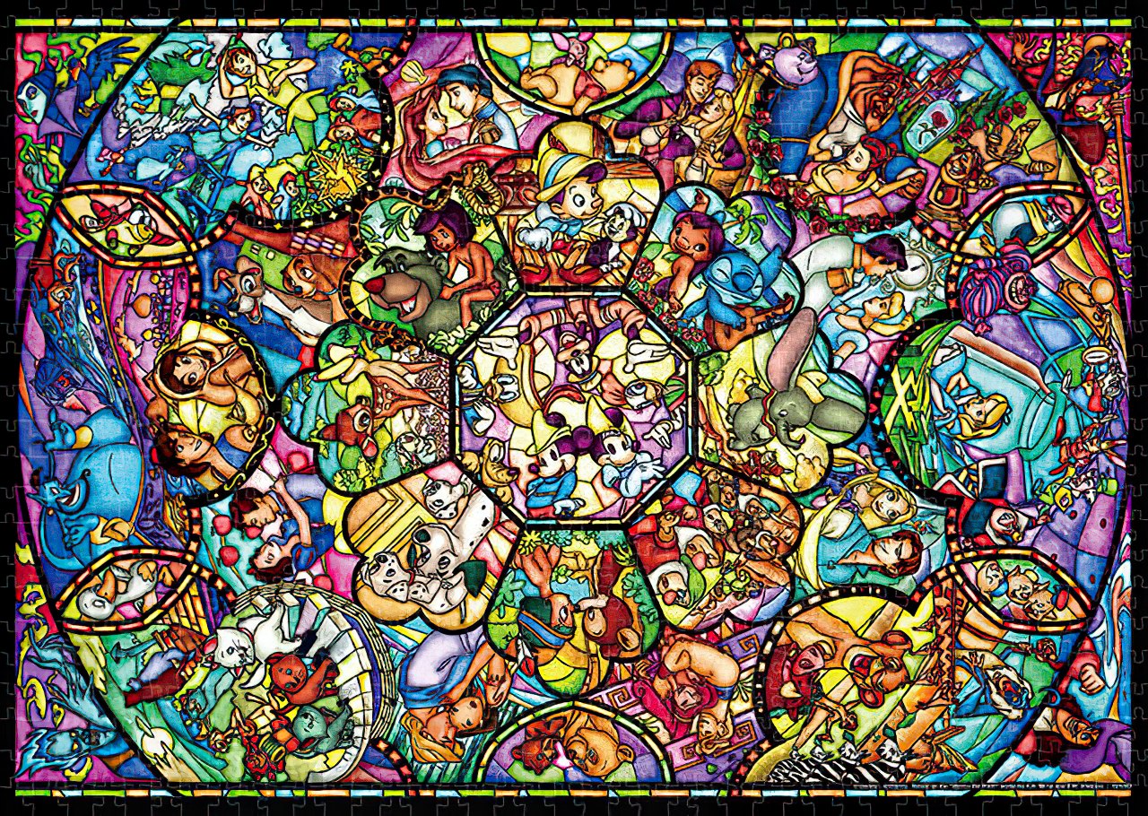 Tenyo • Disney All-star Stained Glass　1000 PCS　Jigsaw Puzzle