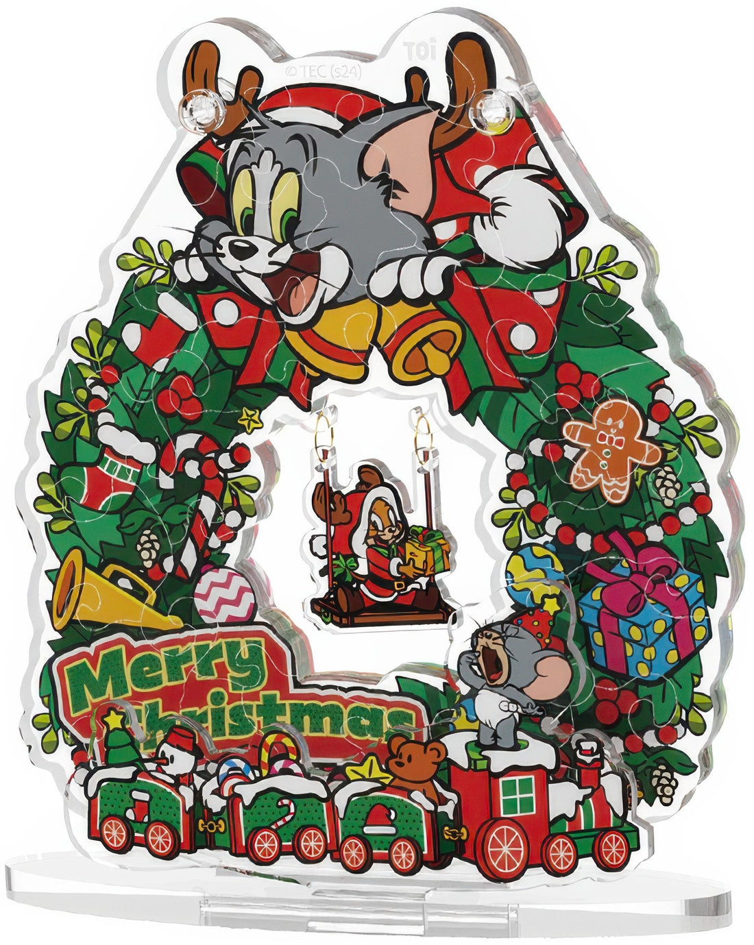 toi-world-23304-tom-and-jerry-christmas-swing-wreath-28-pieces-display-puzzle