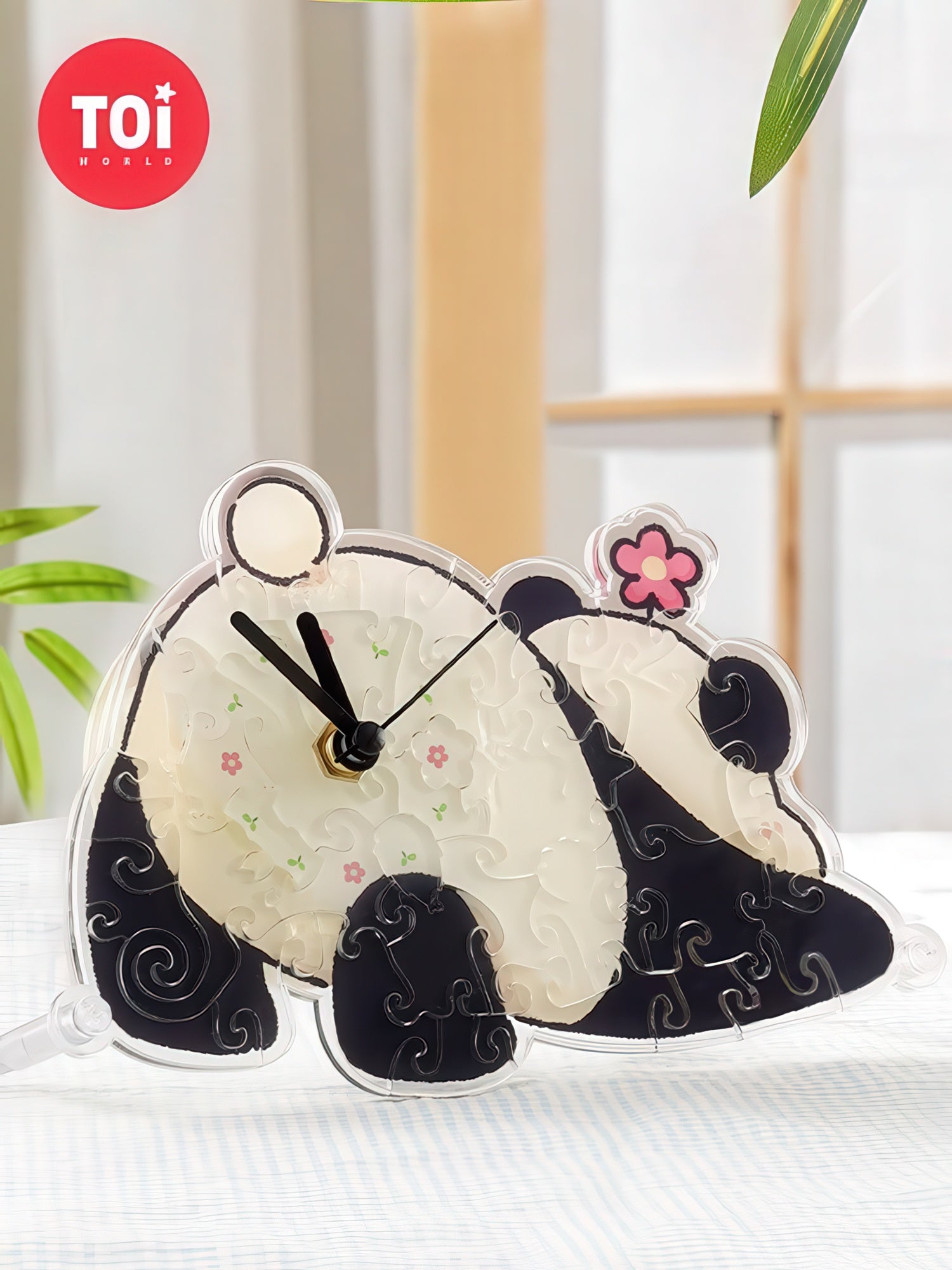 toi-world-23993-panda-acrylic-clock-stand-40-pieces-clock-puzzle