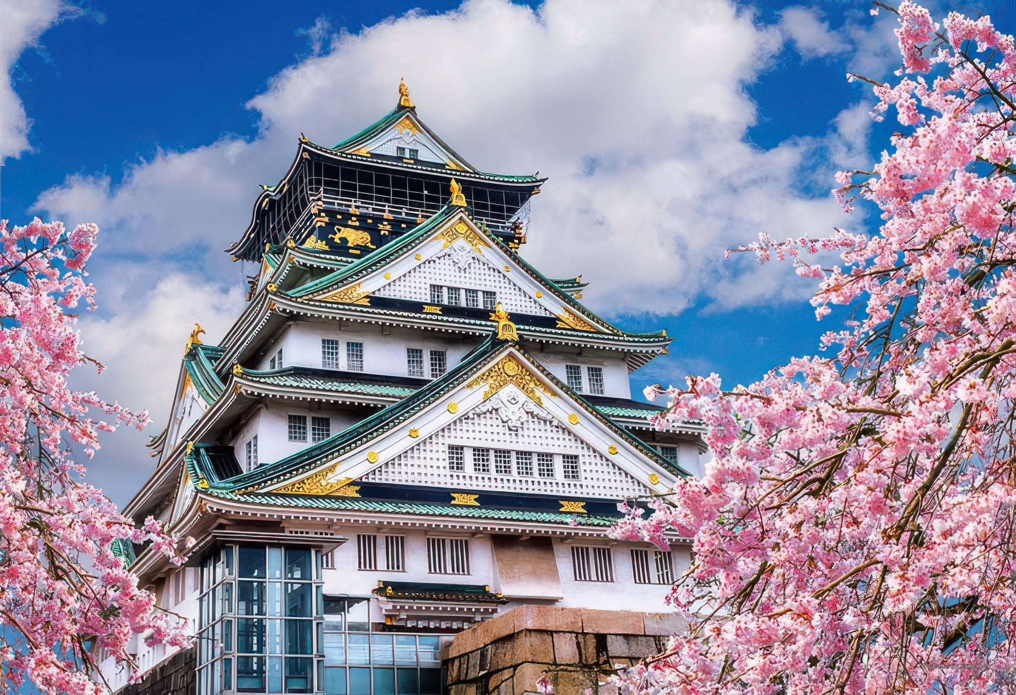 yanoman-01-2091-scenery-spring-sky-and-osaka-castle-osaka-108-pieces-jigsaw-puzzle