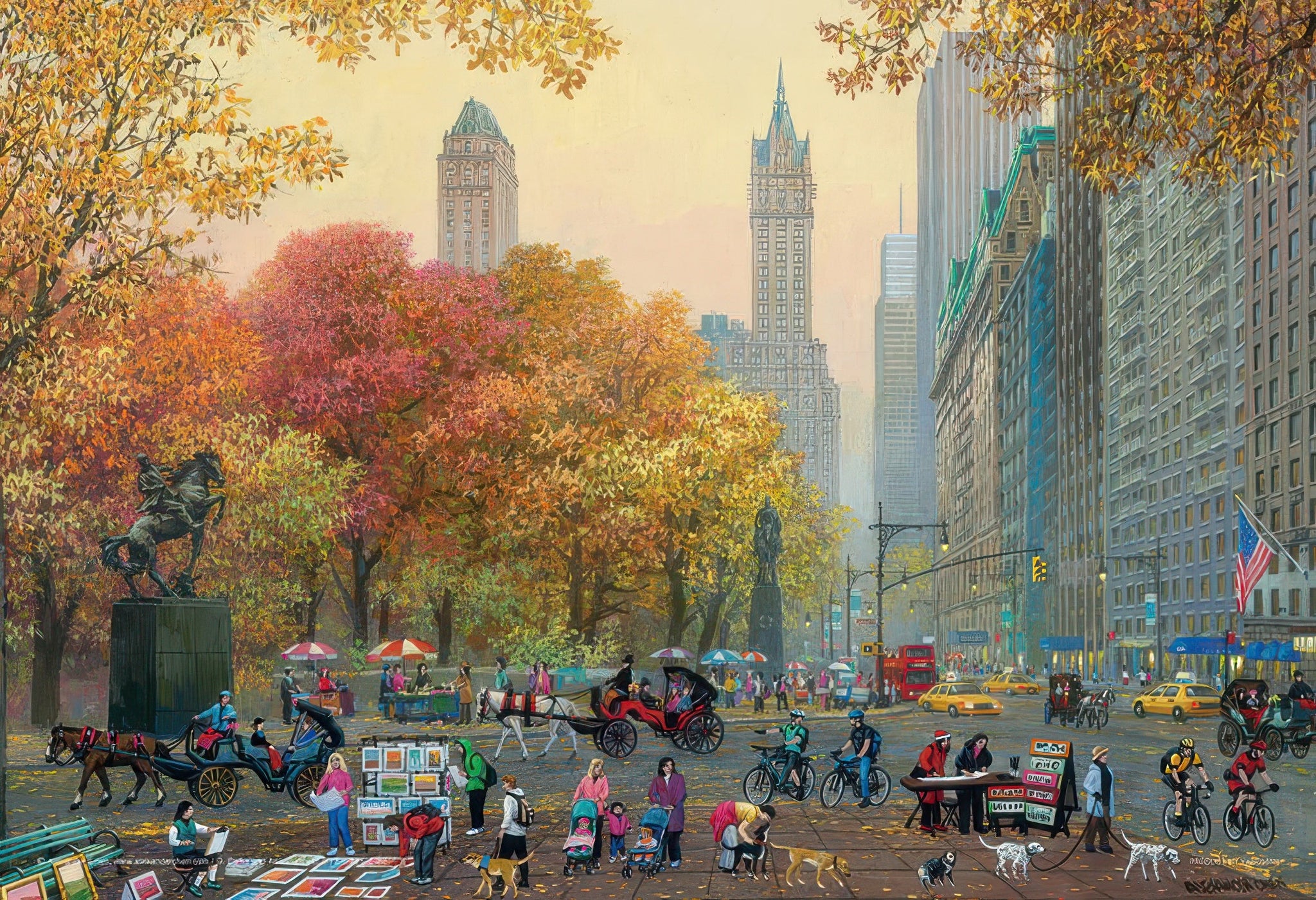 yanoman-03-928-illustration-dusk-in-central-park-300-pieces-jigsaw-puzzle