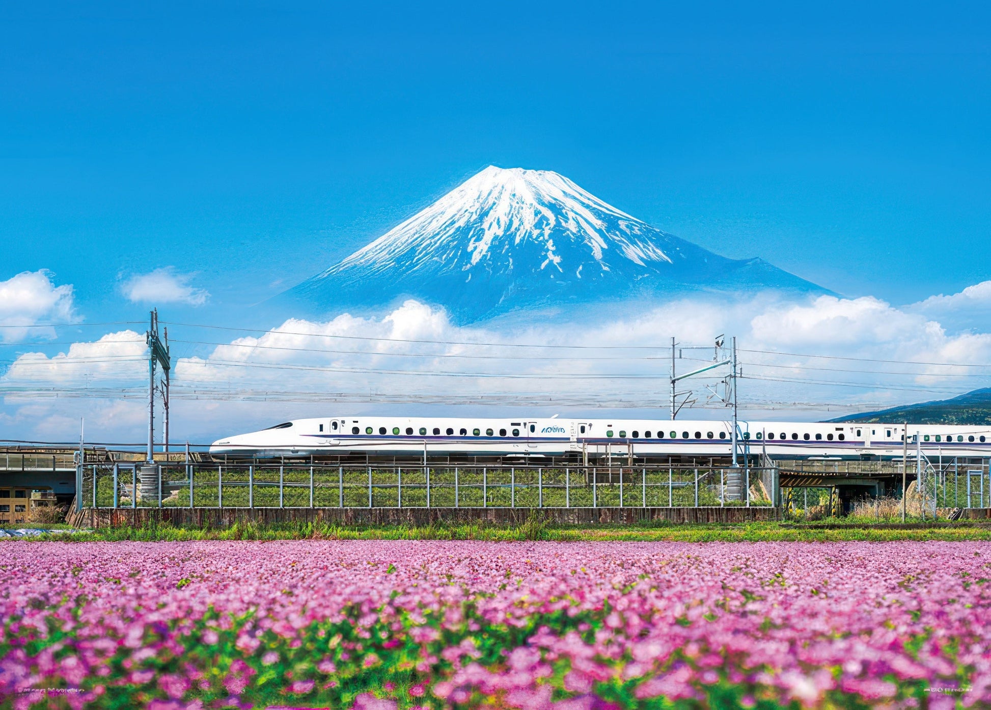 yanoman-05-1016-renge-flowers-and-mt.-fuji-(shizuoka)-500-pieces-jigsaw-puzzle