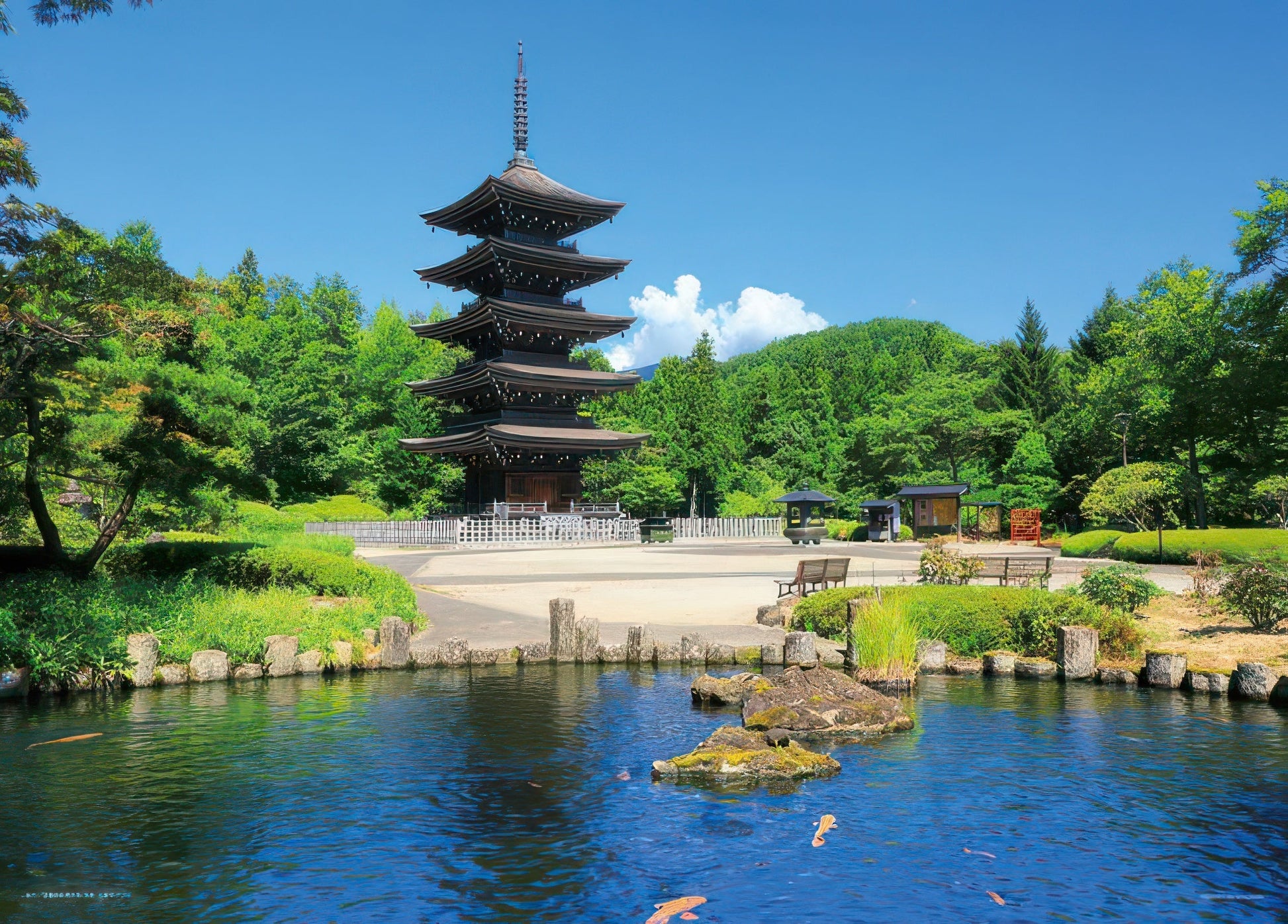 yanoman-05-1075-scenery-five-story-pagoda-saihoji-temple-in-summer-miyagi-500-pieces-jigsaw-puzzle