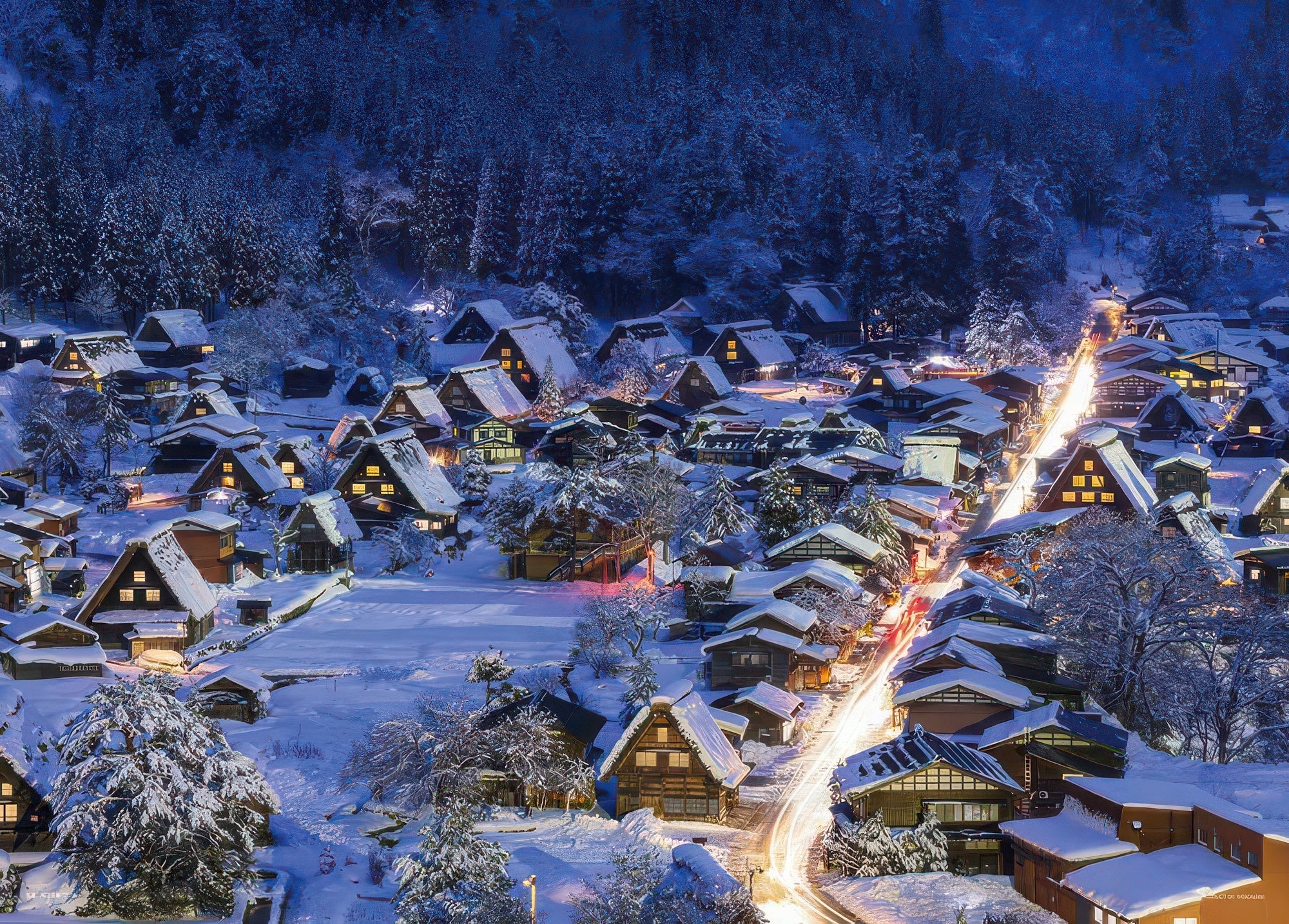 yanoman-05-1081-shirakawa-go-with-glowing-lights-(gifu)-500-pieces-jigsaw-puzzle