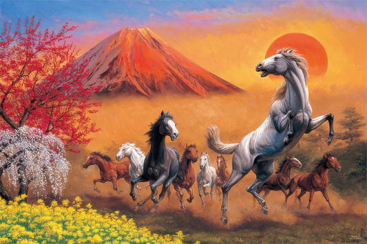 Yanoman 10-1320　Religious • Auspicious Horses at Sacred Mountain　1000 Pieces Jigsaw Puzzle