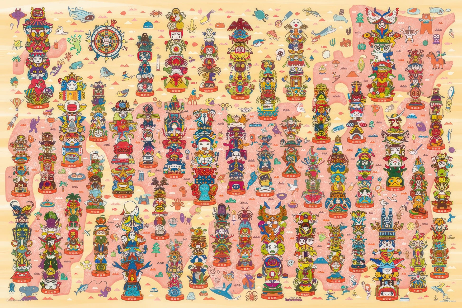 yanoman-10-1393-illustration-local-totem-pole-1000-pieces-jigsaw-puzzle