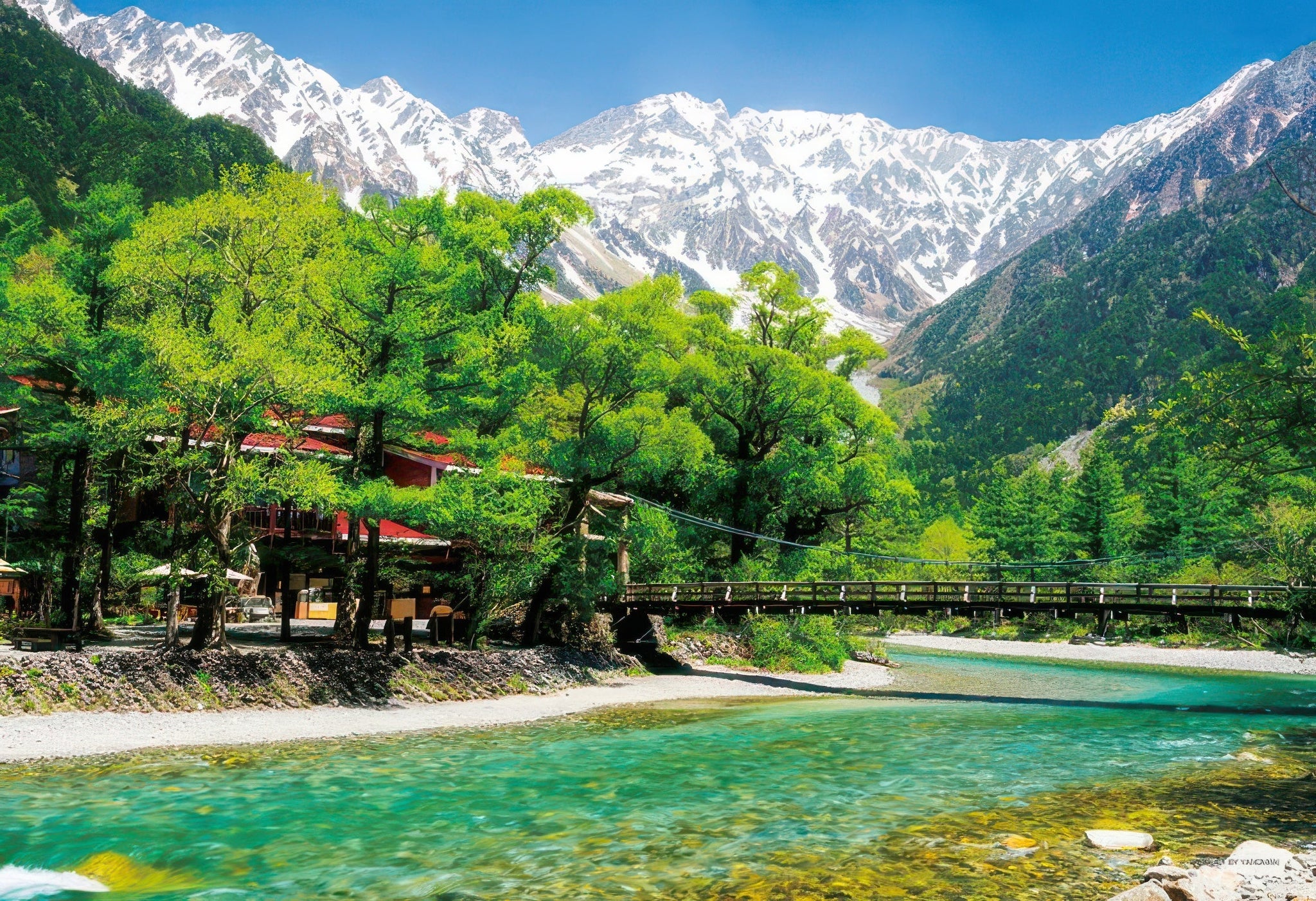 yanoman-13-03-scenery-flowing-river-at-kamikochi-kappa-bridge-nagano-1000-pieces-jigsaw-puzzle