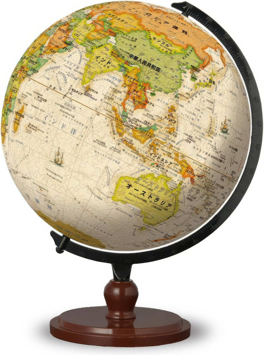 yanoman-2054-108-map-antique-globe-540-pieces-plastic-3d-puzzle