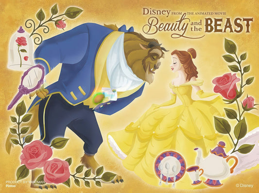 Yanoman 2301-32　Beauty and the Beast　150 Pieces Plastic Puzzle + Stand Set