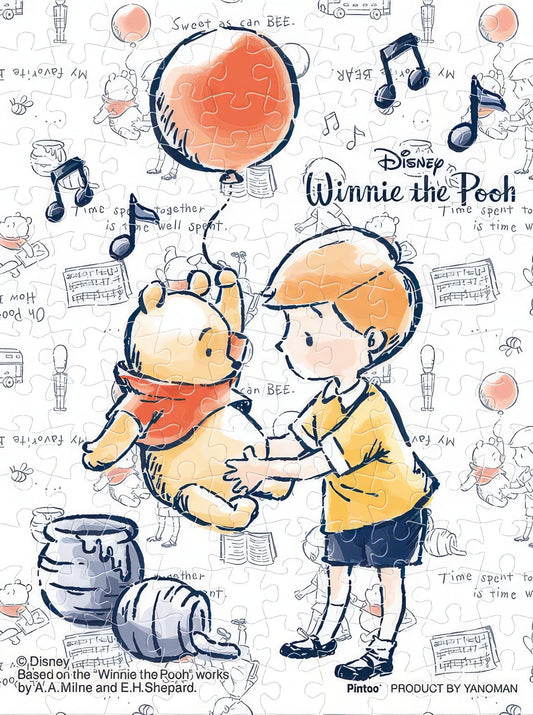 Yanoman 2301-39　Winnie the Pooh • Gentle Moment　150 Pieces Plastic Puzzle + Stand Set