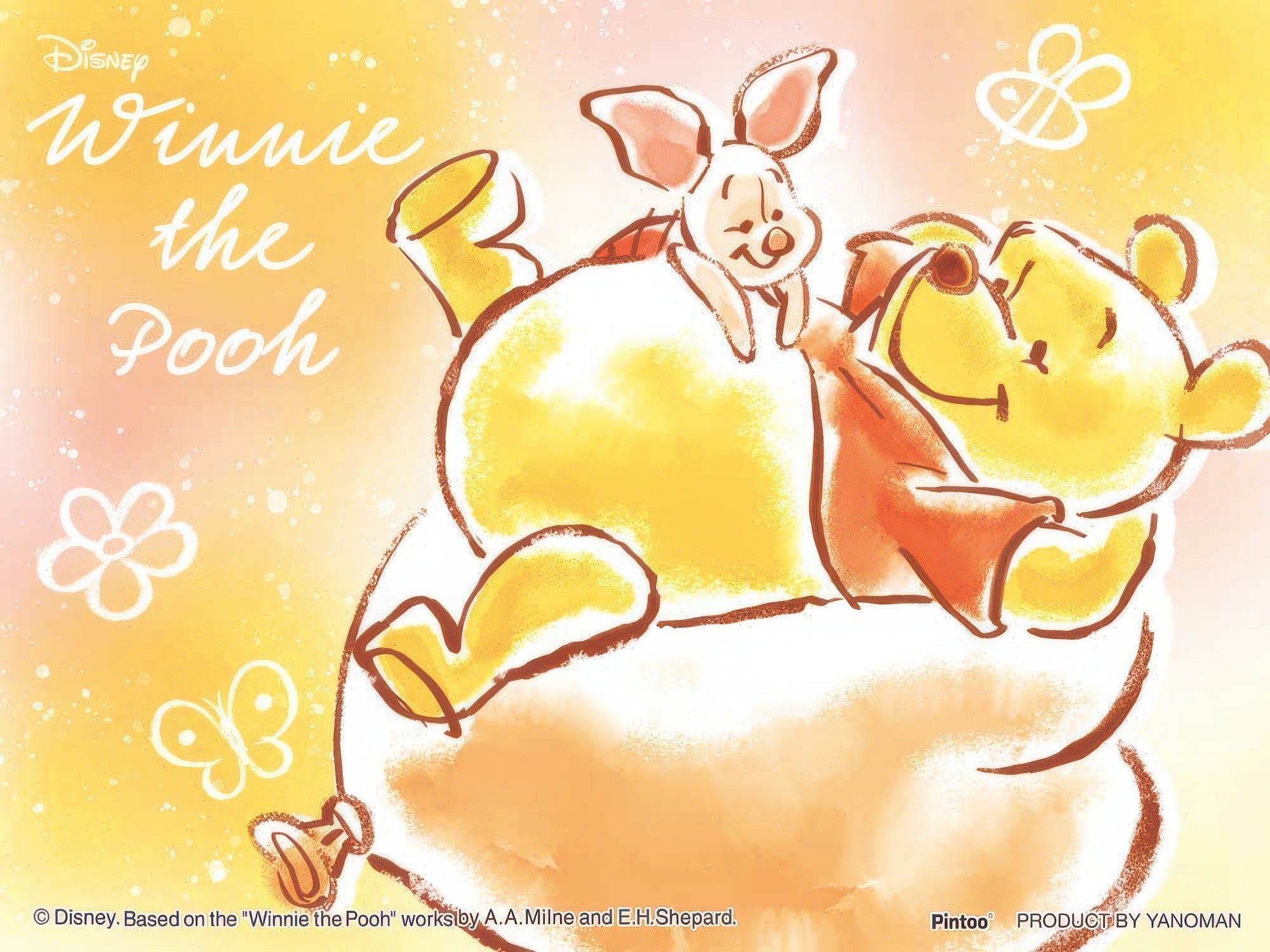 yanoman-2301-43-best-friends---pooh-&-piglet---150-pieces-puzzle-+-stand-set