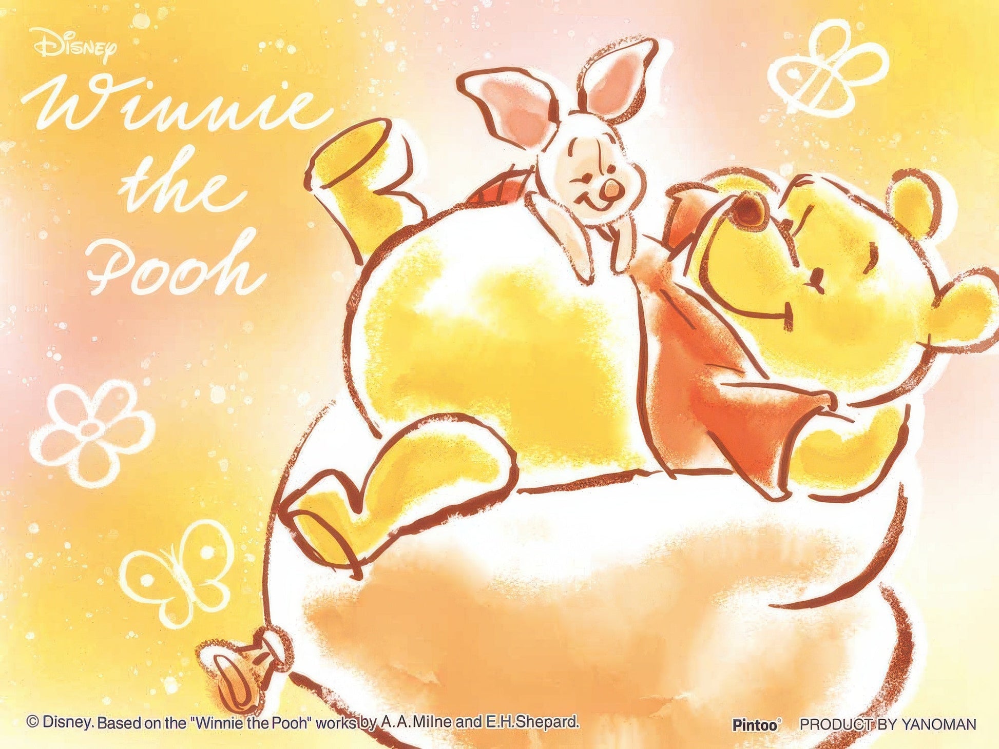 yanoman-2301-43-best-friends---pooh-&-piglet---150-pieces-puzzle-+-stand-set