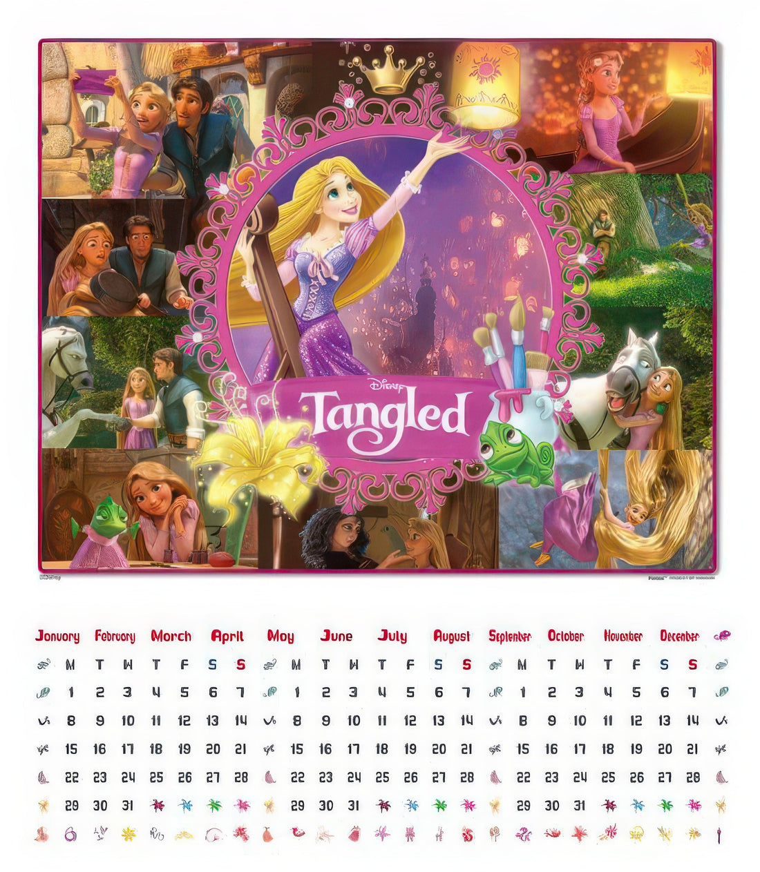 yanoman-2302-07-tangled-rapunzel-s-story-837-pieces-calendar-puzzle