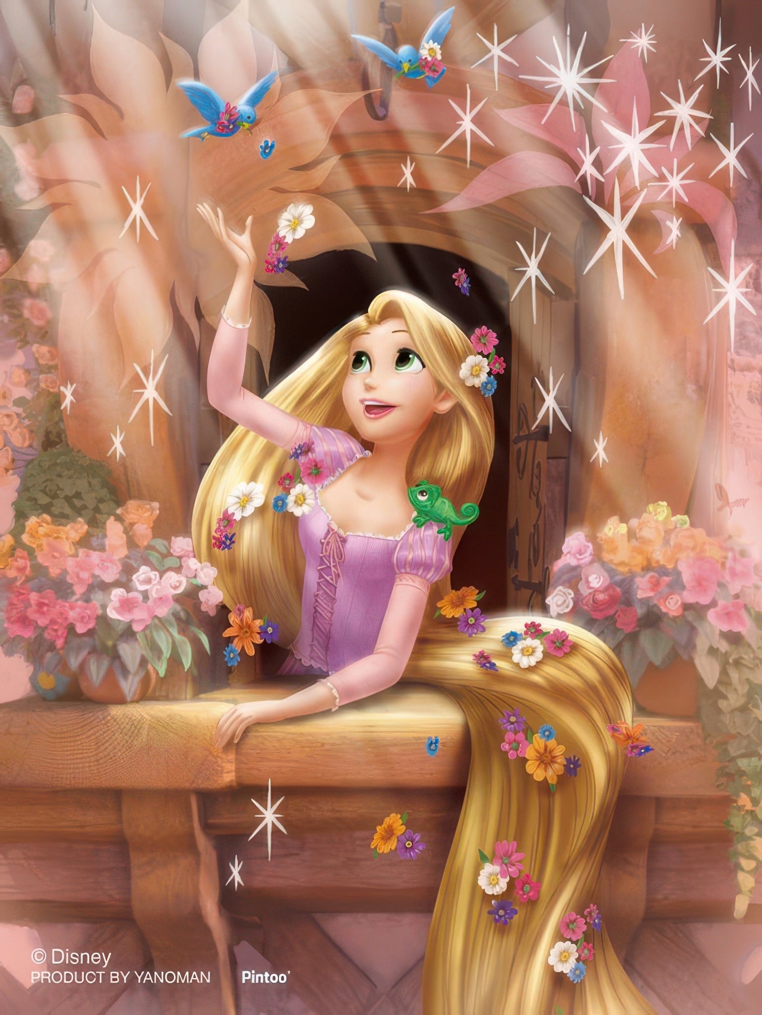 yanoman-2308-09-tangled-new-morning-150-pieces-crystal-puzzle-stand-set