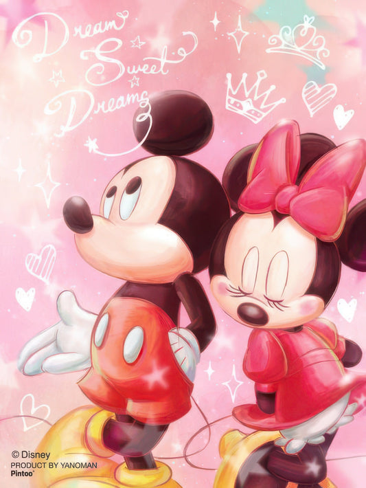 Yanoman 2308-15　Mickey & Friends • Yume cawaii / Mickey & Minnie　150 Pieces Crystal Puzzle + Stand Set