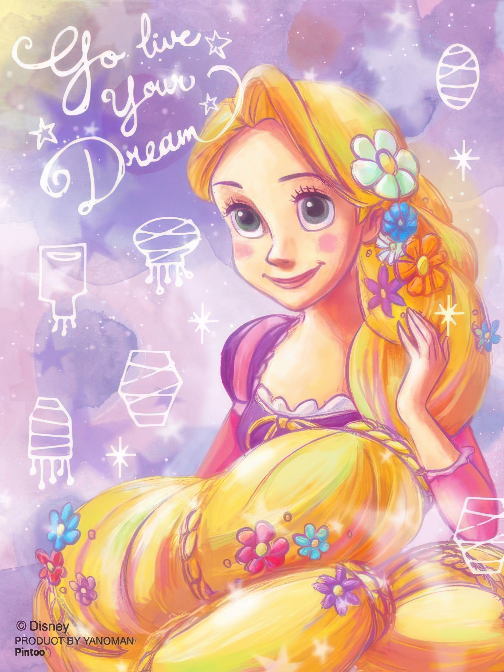 yanoman-2308-16-tangled-yume-cawaii-rapunzel-150-pieces-crystal-puzzle-stand-set