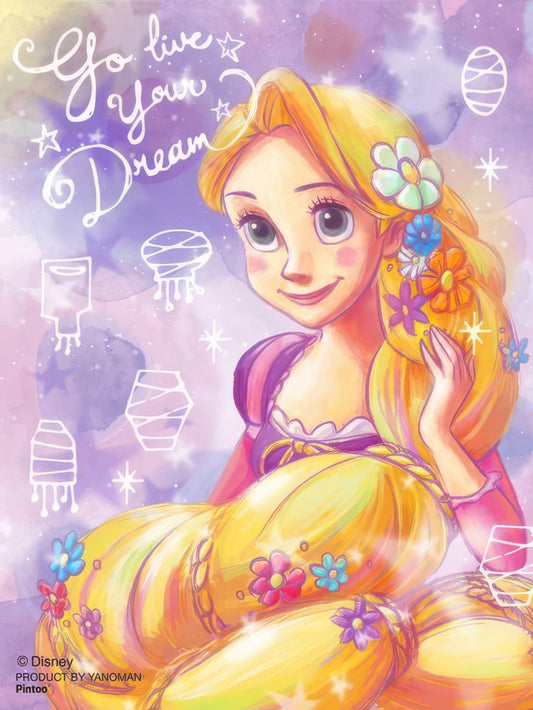 Yanoman 2308-16　Tangled • Yume cawaii / Rapunzel　150 Pieces Crystal Puzzle + Stand Set