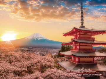 yanoman-2308-27-mt.-fuji-and-cherry-blossoms-150-pieces-puzzle-+-stand-set