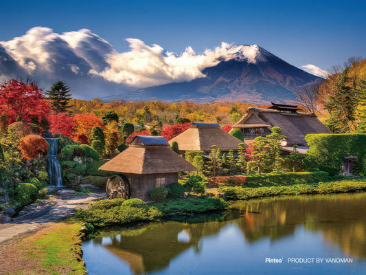 Yanoman 2308-30　Scenery • Mount Fuji and Oshino Hakkai　150 Pieces Crystal Puzzle + Stand Set