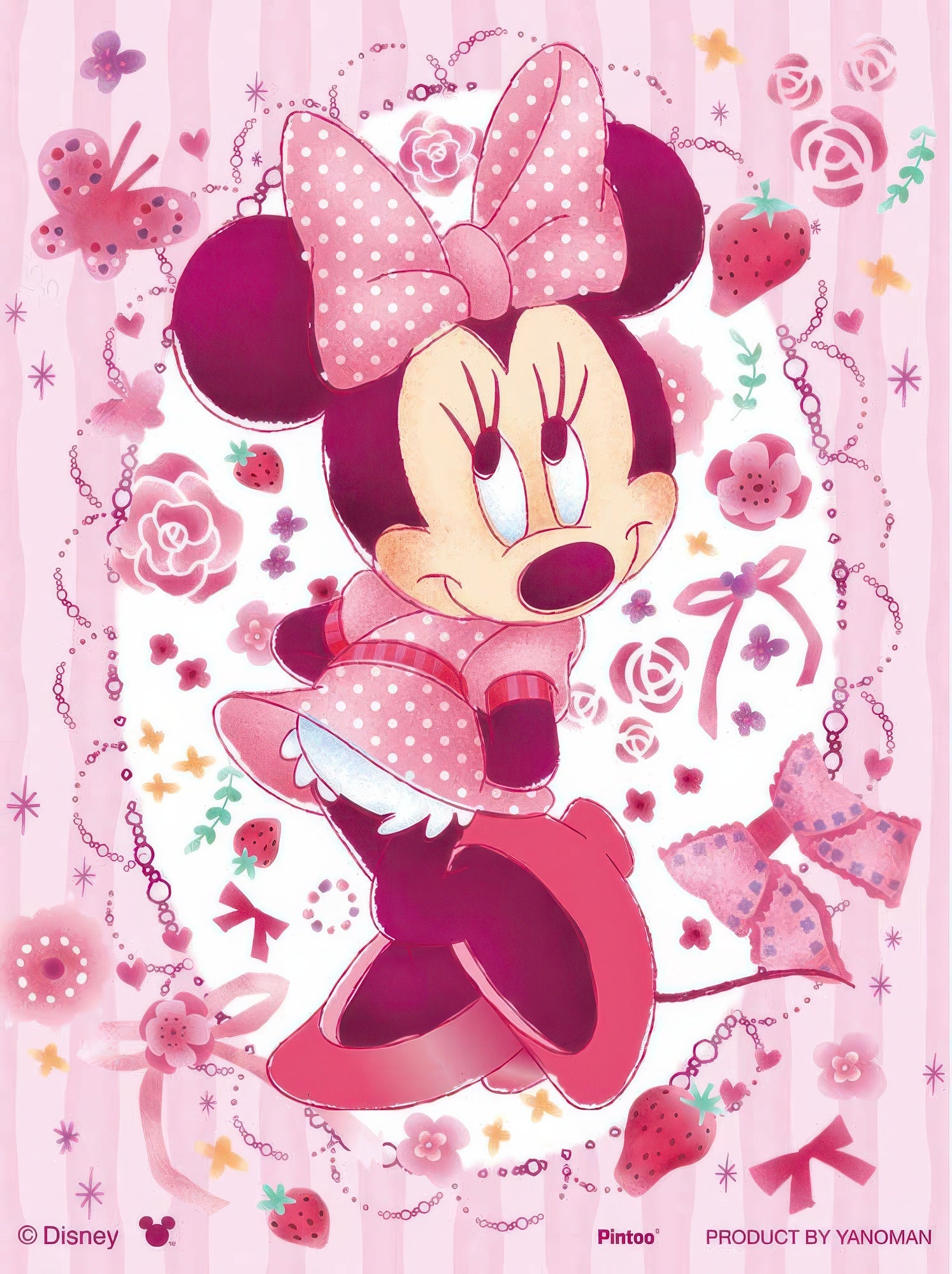 yanoman-2308-31-[disney-petit-palier-clear]-lovely-wreath---minnie-mouse---150-pieces-puzzle-+-stand-set