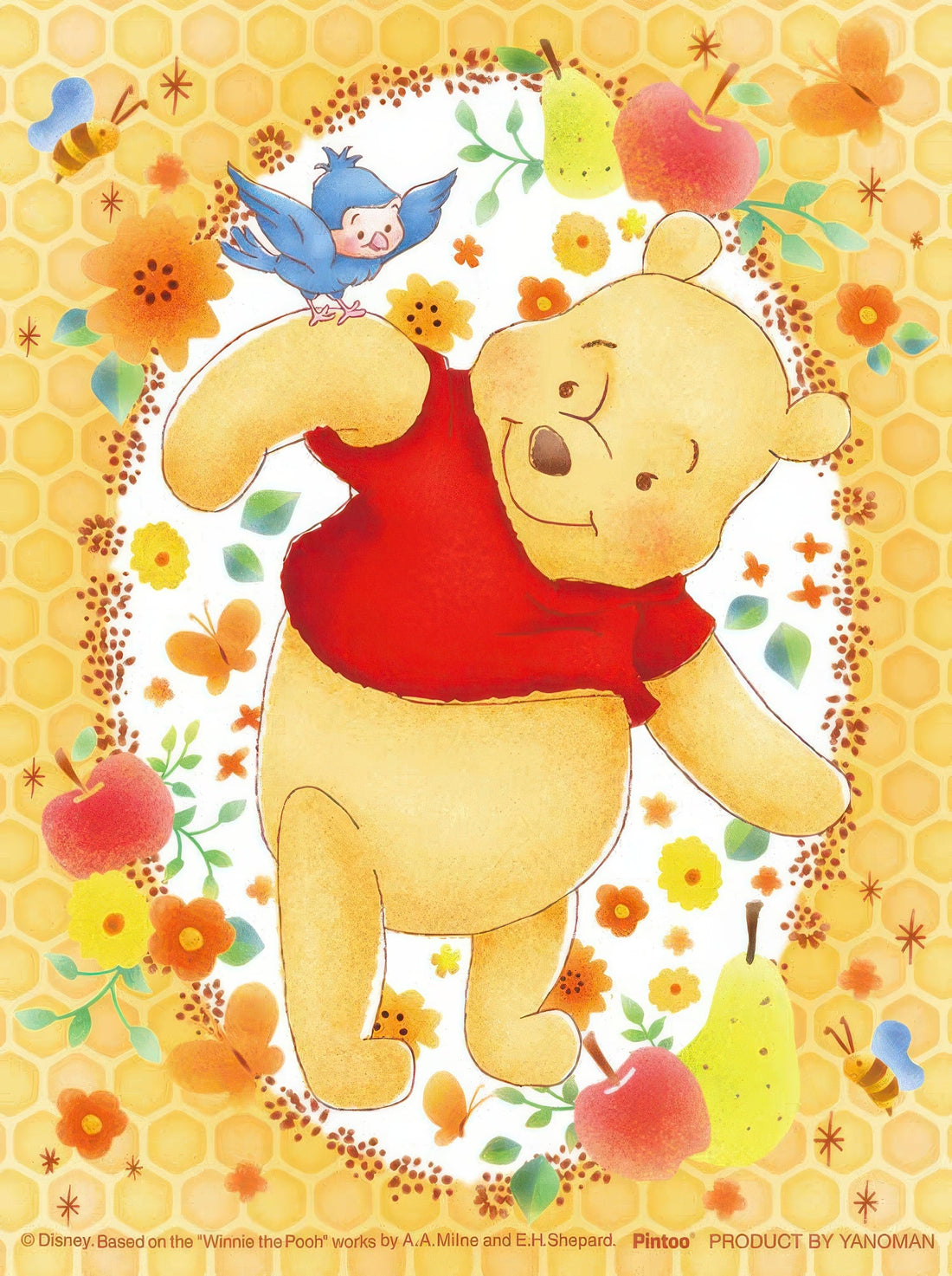 yanoman-2308-32-[disney-petit-palier-clear]-lovely-wreath---pooh---150-pieces-puzzle-+-stand-set