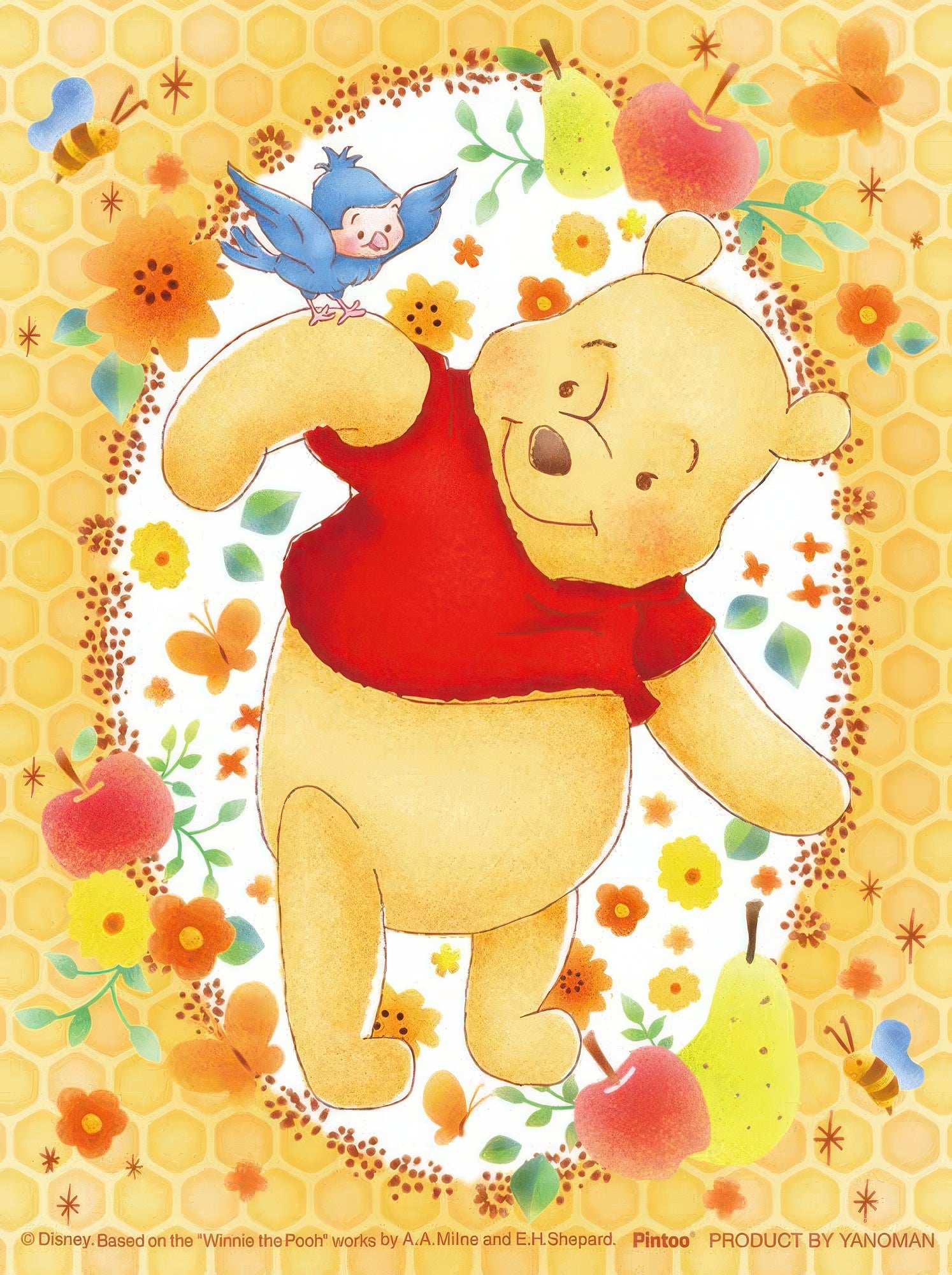 yanoman-2308-32-[disney-petit-palier-clear]-lovely-wreath---pooh---150-pieces-puzzle-+-stand-set