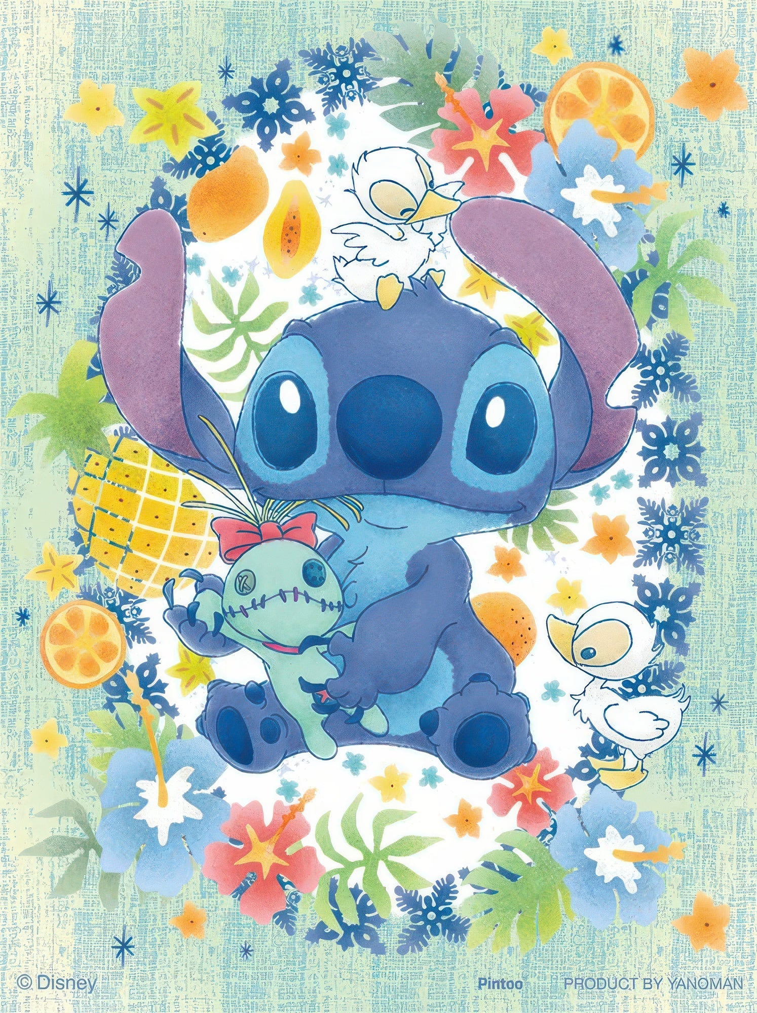 yanoman-2308-33-[disney-petit-palier-clear]-lovely-wreath---stitch---150-pieces-puzzle-+-stand-set