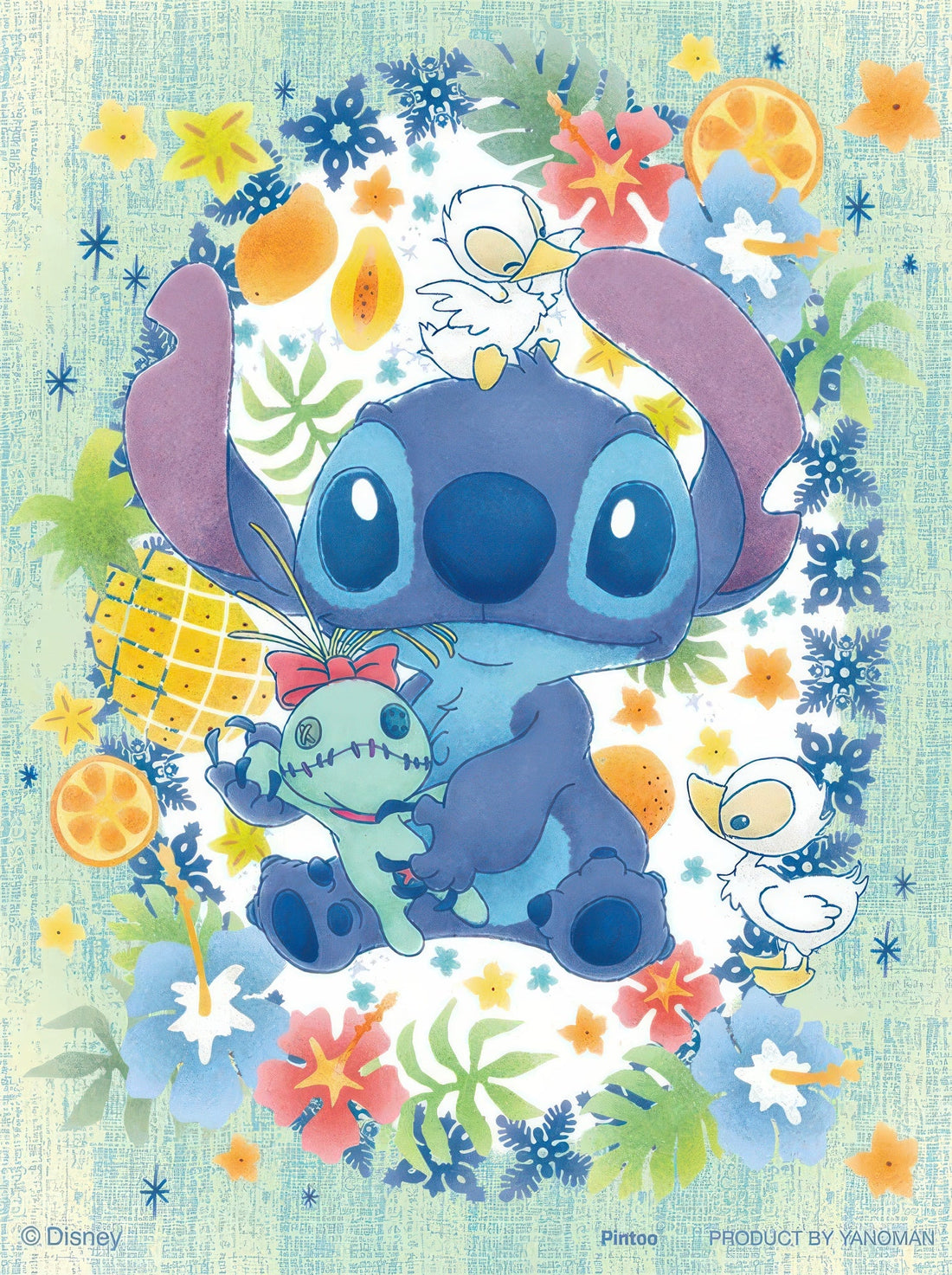 yanoman-2308-33-[disney-petit-palier-clear]-lovely-wreath---stitch---150-pieces-puzzle-+-stand-set
